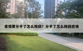 愛情要分手了怎么挽回？分手了怎么挽回感情