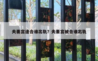 夫妻宮逢合誰出軌？夫妻宮被合誰出軌