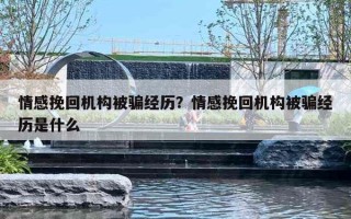 情感挽回機構(gòu)被騙經(jīng)歷？情感挽回機構(gòu)被騙經(jīng)歷是什么